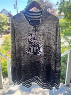 NHL Ilanco Ottawa Senators Knit Quarter Zip Sweater Pullover Size